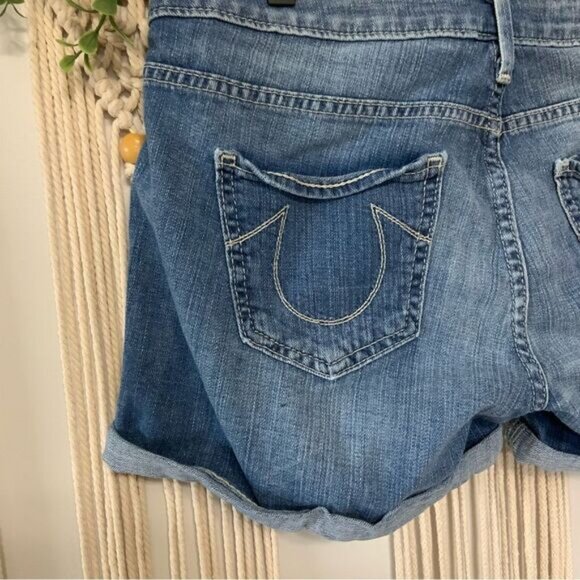 TRUE RELIGION Cassie Rolled Denim Jean Shorts Size 30 - Picture 7 of 16